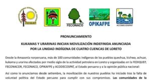 COMUNIDADES INDÍGENAS SE MOVILIZAN CONTRA EL ESTADO