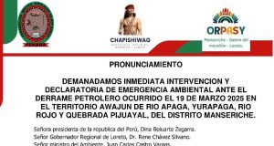 AWAJÚN EXIGEN DECLARATORIA DE EMERGENCIA TRAS DERRAME