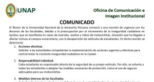 REFORZARÁN SEGURIDAD POR ROBOS Y VIOLENCIA EN UNAP