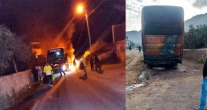 Ayacucho: Pasajeros salvan tras sorpresivo incendio de bus interprovincial
