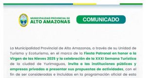 LA MUNICIPALIDAD PROVINCIAL DE ALTO AMAZONAS COMUNICA LO SIGUIENTE