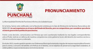 PUNCHANA RECHAZA ANULACIÓN DE PLAN ZANAHORIA