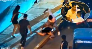 Efectivo policial en actividad implicado en brutal agresión contra mujer