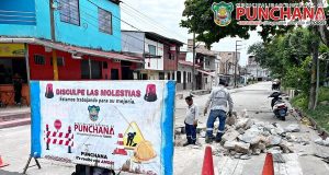#buenagestion || Con gran éxito, la Municipalidad Distrital de Punchana, a través de la Unidad de Tránsito, Transporte, Viabilidad y Máquinas, realizó importantes trabajos de bacheo en las intersecciones de la calle Trujillo con Piura.