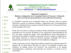 COMUNIDADES DEL CORRIENTES ADVIERTEN TOMA DE POZOS PETROLEROS POR DEUDA