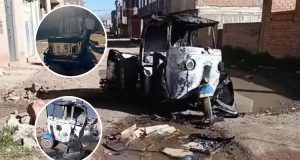 Juliaca: Queman mototaxi usada en asalto y capturan a conductor menor de edad