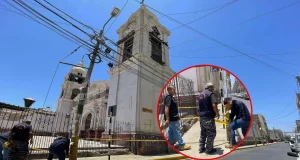 Colocan cinta de peligro en la Catedral de Ica a punto de colapsar tras desgracia en Ayacucho