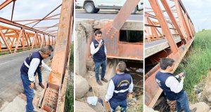 Piura: colocan apoyos de madera en puente «Las Monjas» por serias deficiencias en su construcción