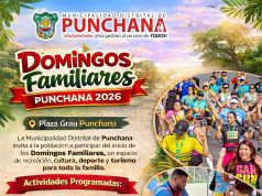 La Municipalidad Distrital de Punchana, bajo la gestión del alcalde Olmex Escalante Chota, inicia este domingo 1 de febrero, desde las 7:00 de la mañana, el programa “Domingos Familiares Punchana 2026” en la Plaza Grau.