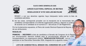 OFICIALMENTE INSCRITO: RUMBO AL SENADO DEL CONGRESO DE LA REPÚBLICA POR Y PARA LORETO CON IDEAS SÓLIDAS Y ESPERANZAS RENOVADORAS