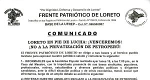 CONVOCAN MOVILIZACIÓN CONTRA PRIVATIZACIÓN DE PETROPERÚ