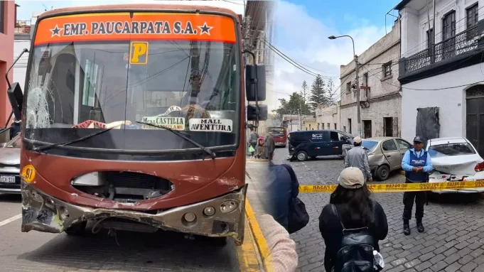 Terror en Arequipa: Bus a excesiva velocidad se queda sin frenos y embiste otras seis unidades en el Centro Histórico