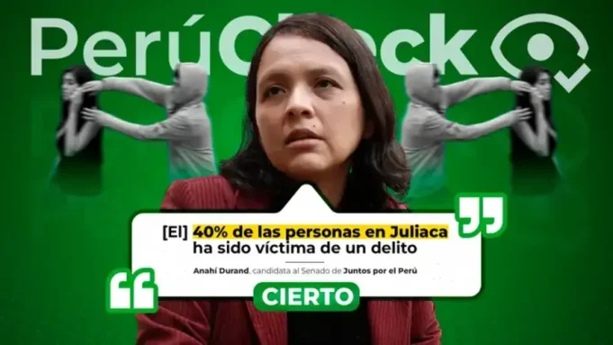 El 40% de personas en Juliaca sí ha sido víctima de algún delito, como afirmó la candidata al Senado Anahí Durand