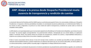 ESTIGMATIZAN A LA PRENSA DESDE EL DESPACHO PRESIDENCIAL