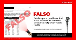 Es falso que el presidente José María Balcázar está afiliado actualmente al partido Ahora Nación