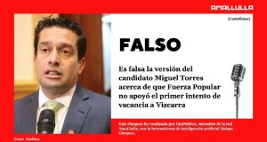Es falsa la versión del candidato Miguel Torres acerca de que Fuerza Popular no apoyó el primer intento de vacancia a Vizcarra