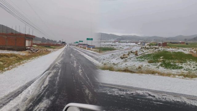 Intensa granizada cubre carreteras en Zepita y genera alerta por riesgo de accidentes
