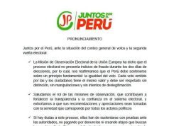 JUNTOS POR EL PERÚ EXIGE RESPETAR RESULTADOS