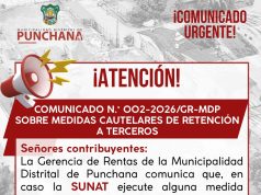 PUNCHANA COMUNICA: SOBRE PAGOS Y RETENCIONES DE TRIBUTOS MUNICIPALES EN LA GERENCIA DE RENTAS