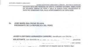 DEFENSA DE CASTILLO PIDE EXPULSIÓN DEL EMBAJADOR DE EE.UU.
