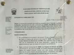JEE DE MAYNAS OBSERVA INSCRIPCIÓN DE LISTA AL CONCEJO PROVINCIAL