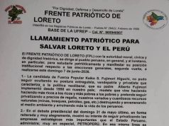 FRENTE PATRIÓTICO DE LORETO CUESTIONA MODELO ECONÓMICO