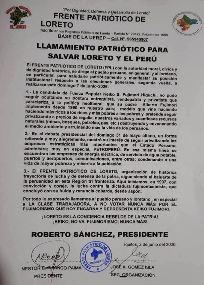 NOTA 4 FRENTE PATRIÓTICO DE LORETO