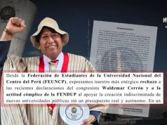 Estudiantes de la UNCP increpan a Cerrón por leyes sin sustento para creación de nuevas universidades