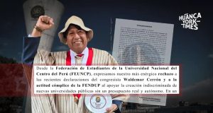 Estudiantes de la UNCP increpan a Cerrón por leyes sin sustento para creación de nuevas universidades