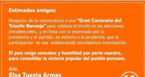 FUERZA POPULAR PIDE SUSPENDER CARAVANAS PERO OLMEX NO HACE CASO