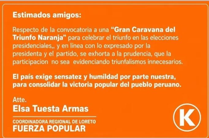 NOTA 10 COMUNICADO FUERZA POPULAR