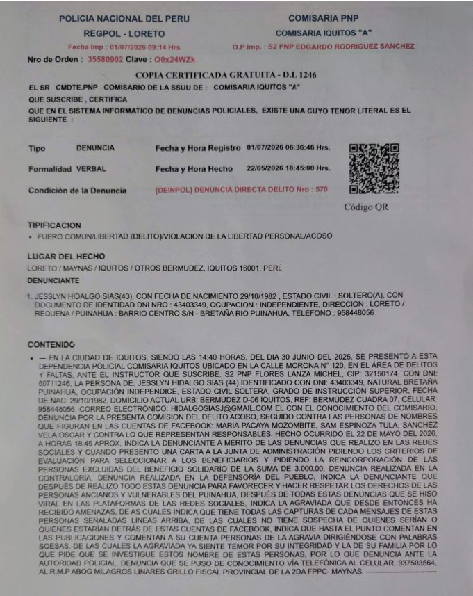 NOTA 3 DENUNCIA